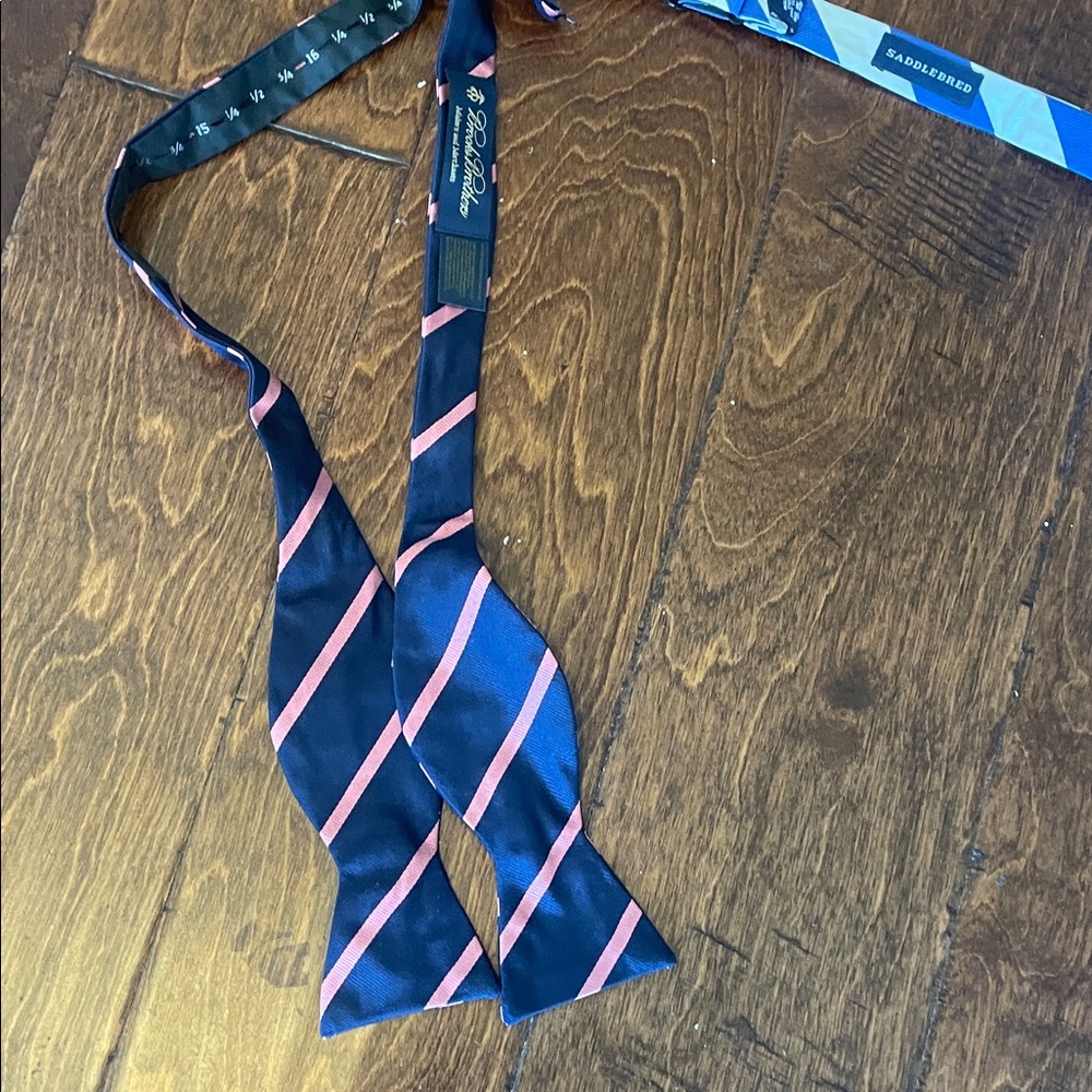 Brooks Brothers Blue and Pink Diagonal Striped Bow Tie